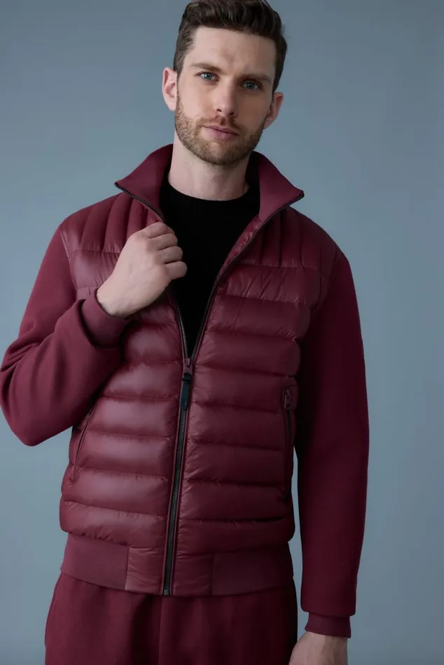 Light Jackets Men Mackage COLLINR Nano Down Mixed Media Bomber Jacket Garnet Light Jackets Men Mackage COLLINR Nano Down Mixed Media Bomber Jacket Garnet