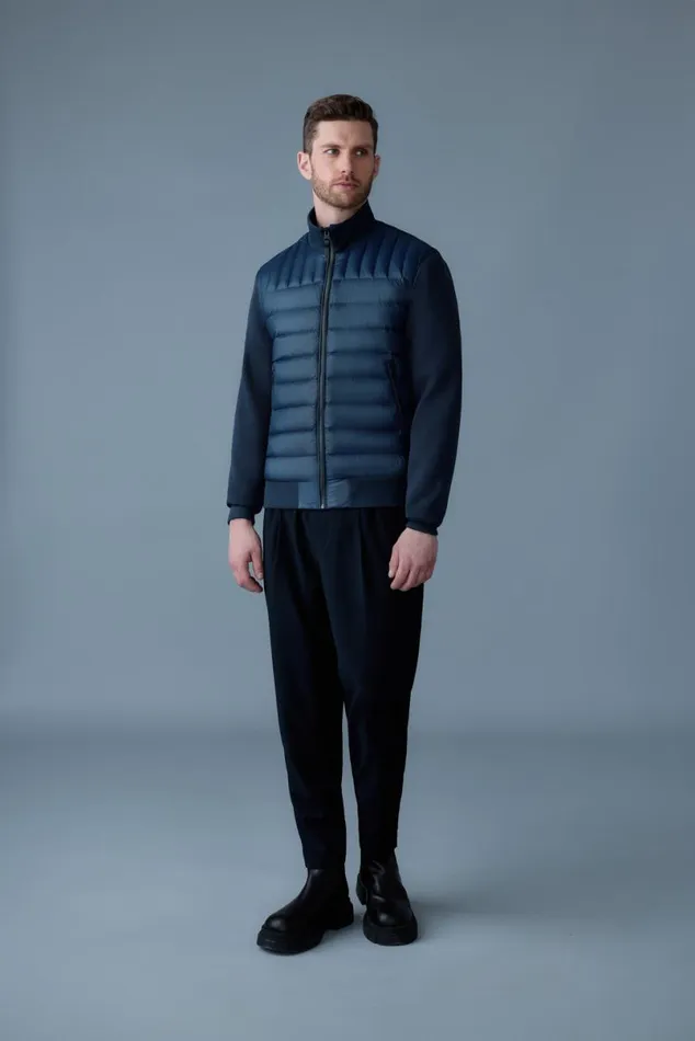 Light Jackets Men Mackage COLLINR Nano Down Mixed Media Bomber Jacket Garnet Light Jackets Men Mackage COLLINR Nano Down Mixed Media Bomber Jacket Garnet