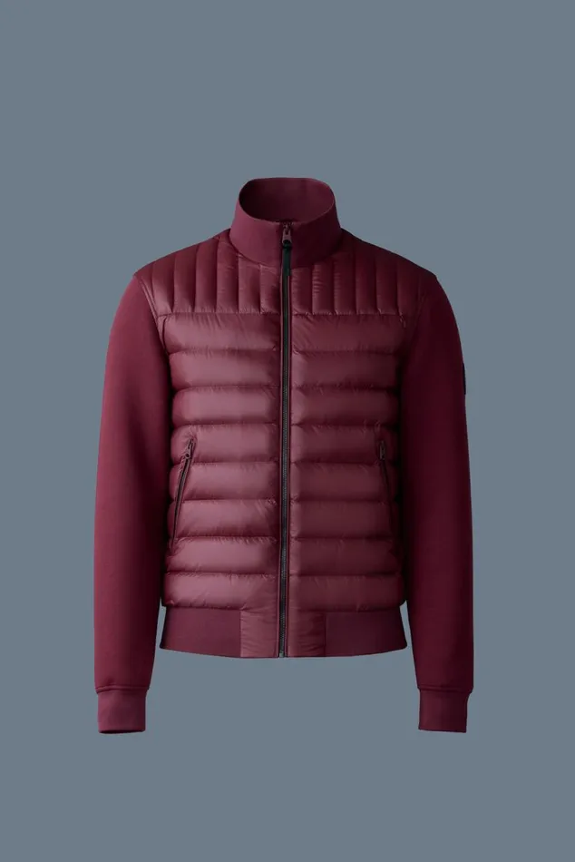 Light Jackets Men Mackage COLLINR Nano Down Mixed Media Bomber Jacket Garnet Light Jackets Men Mackage COLLINR Nano Down Mixed Media Bomber Jacket Garnet