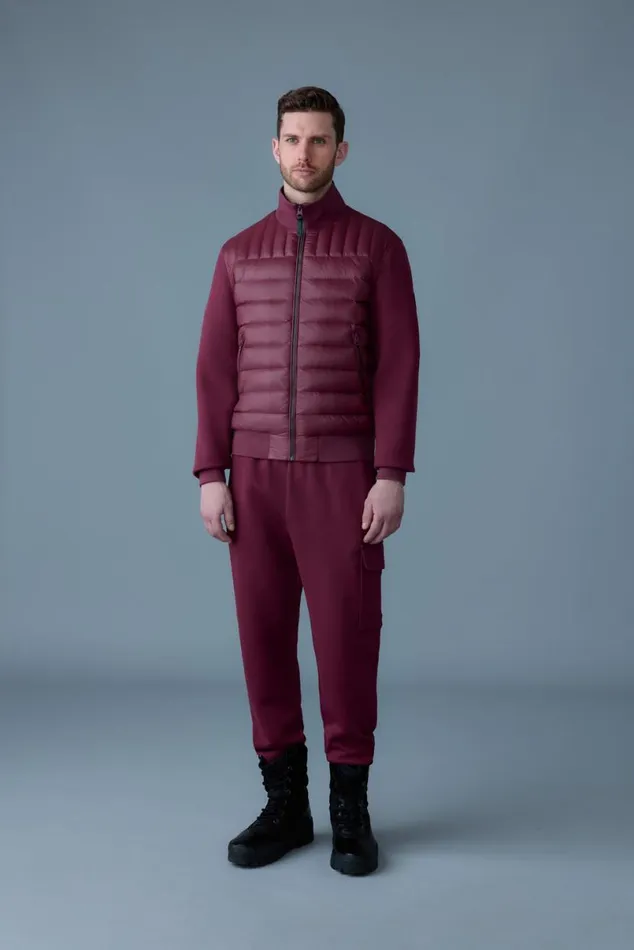 Light Jackets Men Mackage COLLINR Nano Down Mixed Media Bomber Jacket Garnet Light Jackets Men Mackage COLLINR Nano Down Mixed Media Bomber Jacket Garnet