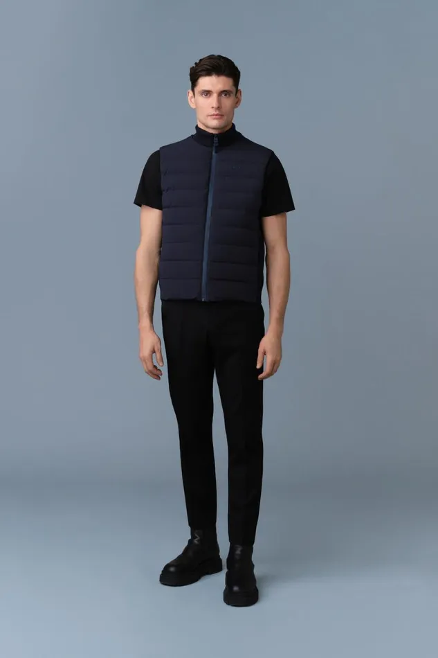 Light Jackets Men Mackage JACOB Rib Knit Light Down Vest Black Light Jackets Men Mackage JACOB Rib Knit Light Down Vest Black