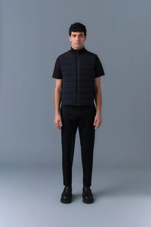 Light Jackets Men Mackage JACOB Rib Knit Light Down Vest Black Light Jackets Men Mackage JACOB Rib Knit Light Down Vest Black