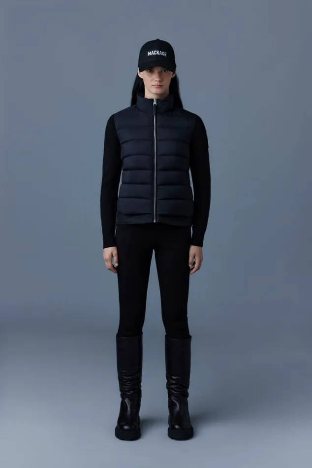 Light Jackets Women Mackage OCEANE Recycled Hybrid Jacket With Rib Knit Sleeves Black Light Jackets Women Mackage OCEANE Recycled Hybrid Jacket With Rib Knit Sleeves Black