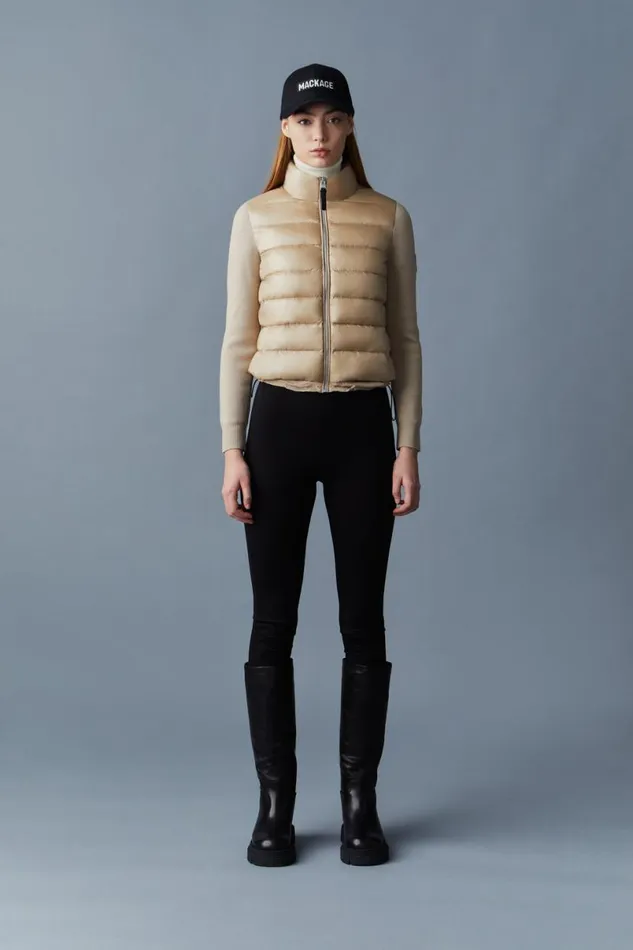 Light Jackets Women Mackage OCEANE Recycled Hybrid Jacket With Rib Knit Sleeves Black Light Jackets Women Mackage OCEANE Recycled Hybrid Jacket With Rib Knit Sleeves Black
