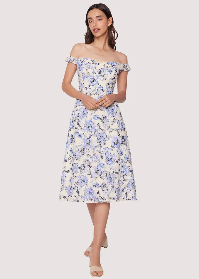 Light Of Iris Midi Dress Bluefloral Women Lost Wander Dresses