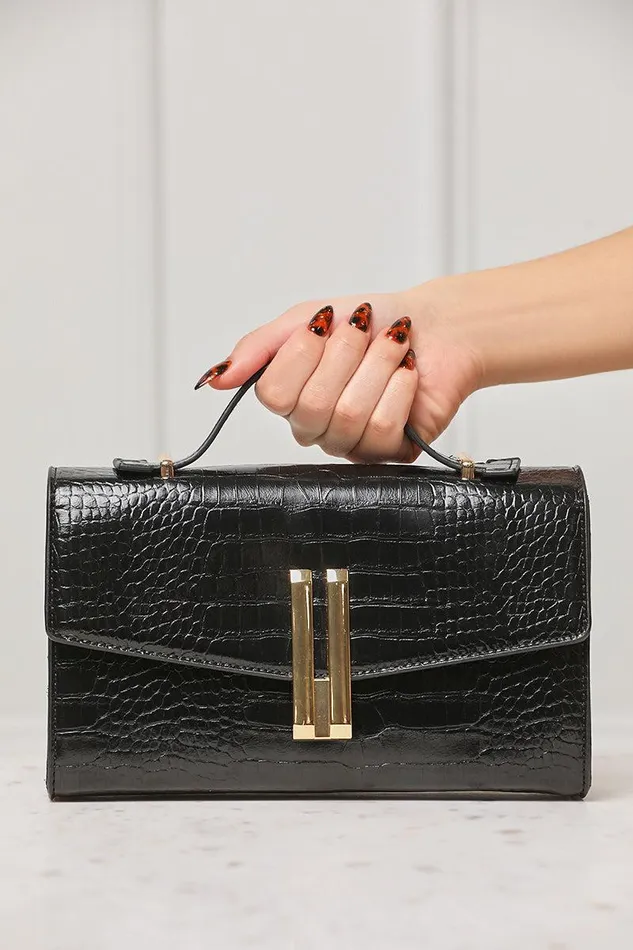 Lilly039s Kloset Bags Women Alfie Structured Croc Bag Black