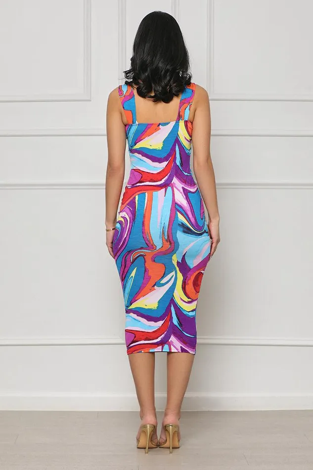 Lilly039s Kloset Dresses Women Color Swirl Halter Mini Dress Purple MultiFINAL SALE