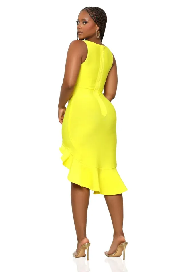 Lilly039s Kloset Dresses Women Sensational Ruffle Bandage Dress Yellow