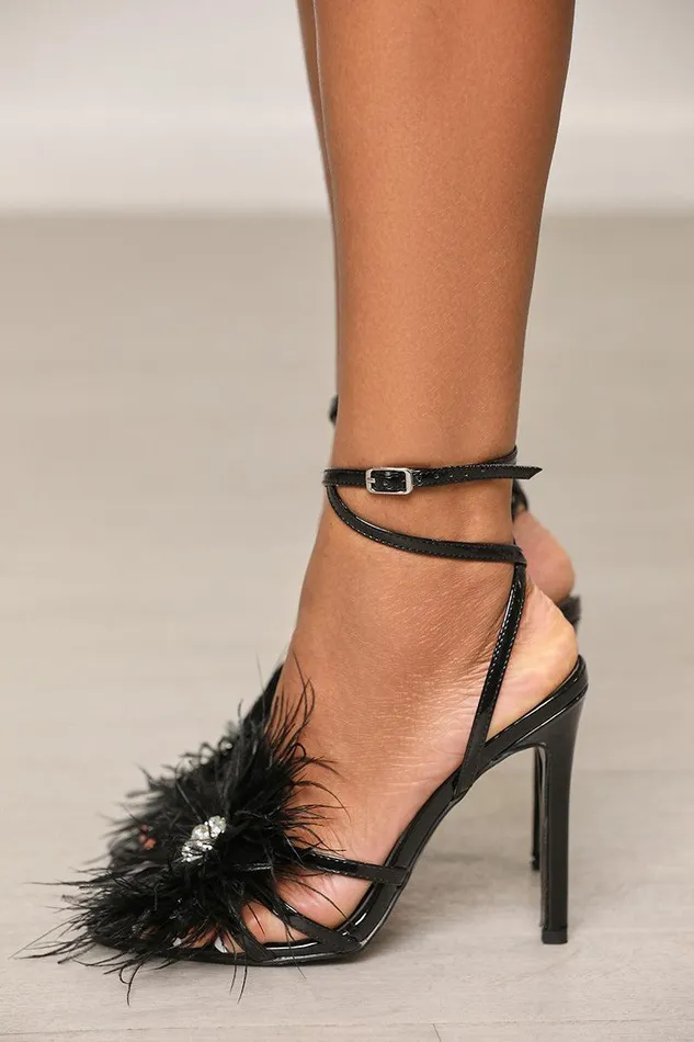 Lilly039s Kloset Heels Women Santos Feather Heel Black FINAL SALE
