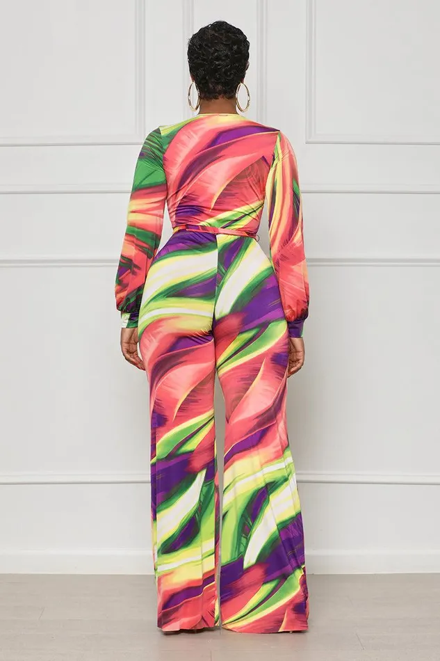 Lilly039s Kloset Jumpsuits and Rompers Women Vibrant Swirl Jumpsuit Green MultiFINAL SALE