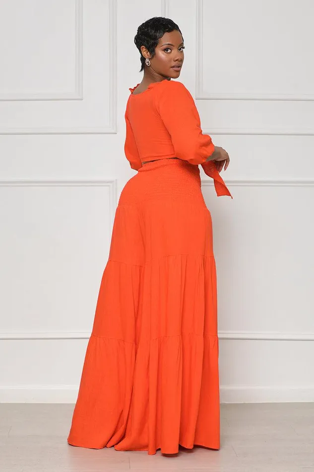 Lilly039s Kloset Sets Women Color Splash Wide Leg Pants Set Orange