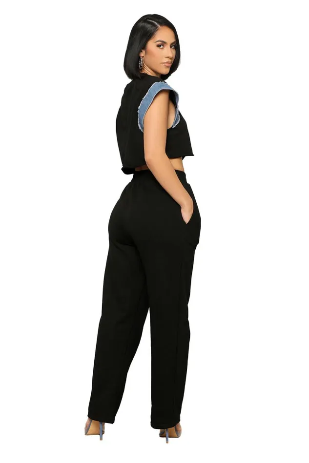 Lilly039s Kloset Sets Women Denim Contrast Jogger Set
