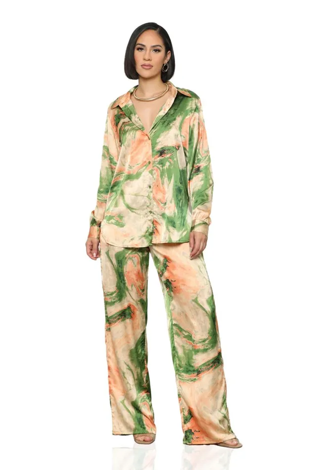 Lilly039s Kloset Sets Women Desert Nights Pants Set Green MultiFINAL SALE