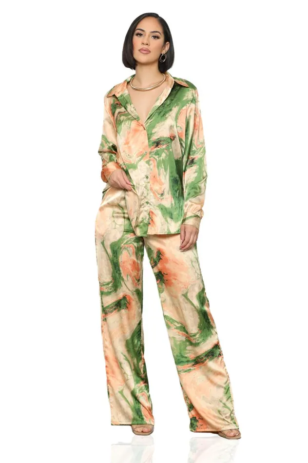 Lilly039s Kloset Sets Women Desert Nights Pants Set Green MultiFINAL SALE