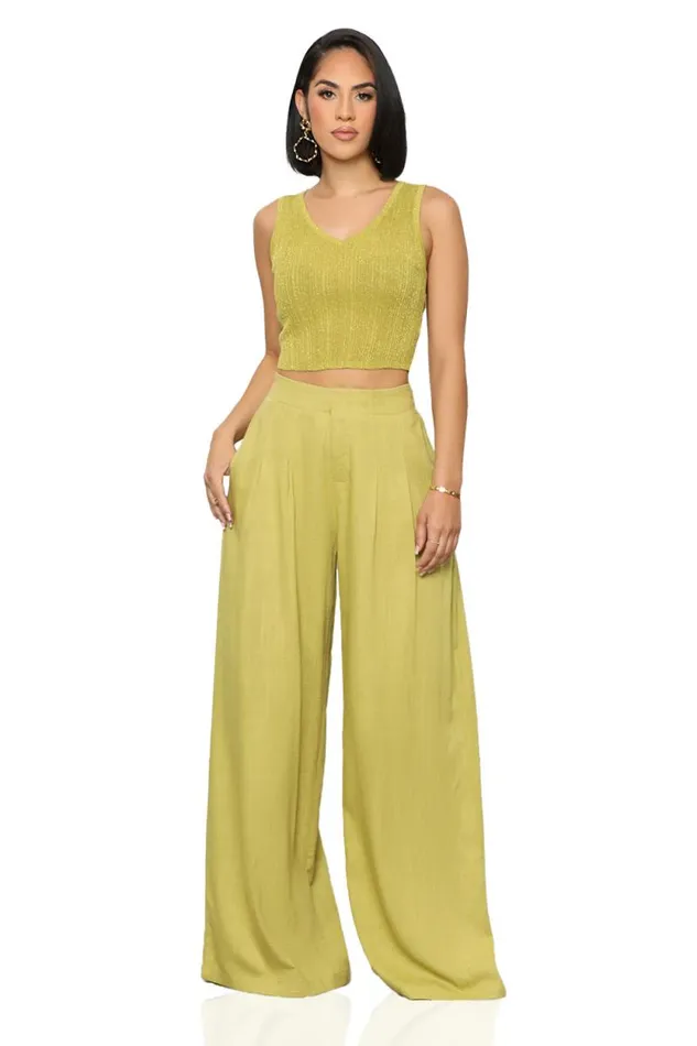 Lilly039s Kloset Sets Women On The Go Linen Pants Set Lime
