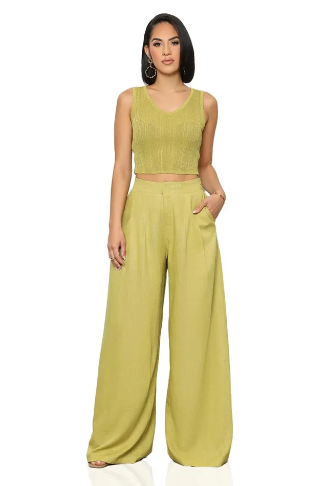 Lilly039s Kloset Sets Women On The Go Linen Pants Set Lime