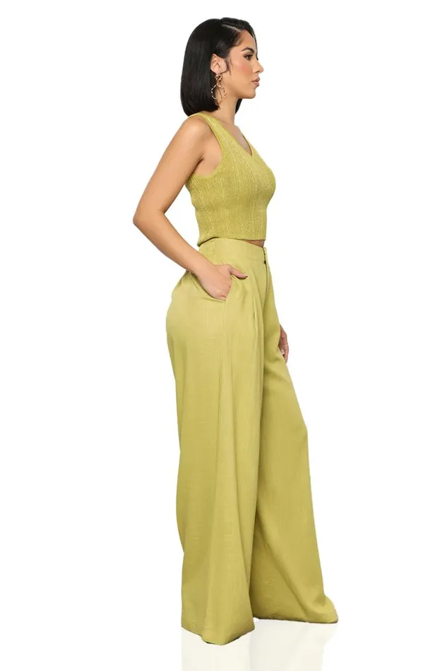 Lilly039s Kloset Sets Women On The Go Linen Pants Set Lime