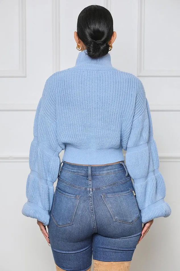Lilly039s Kloset Tops Women Burst Your Bubble Cropped Sweater Blue FINAL SALE
