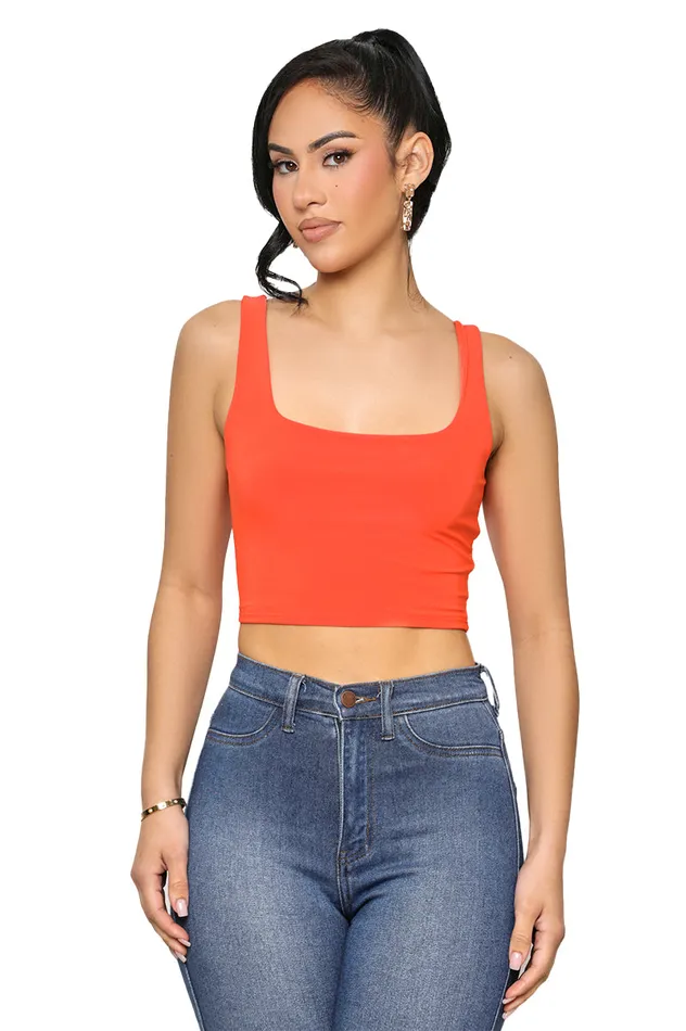 Lilly039s Kloset Tops Women So Basic Crop Tank OrangeFINAL SALE