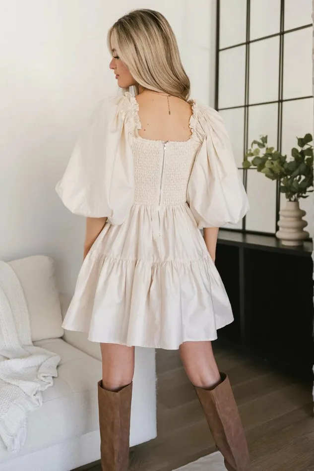 Litzy Mini Dress In Beige Beige Women Bohme Dresses