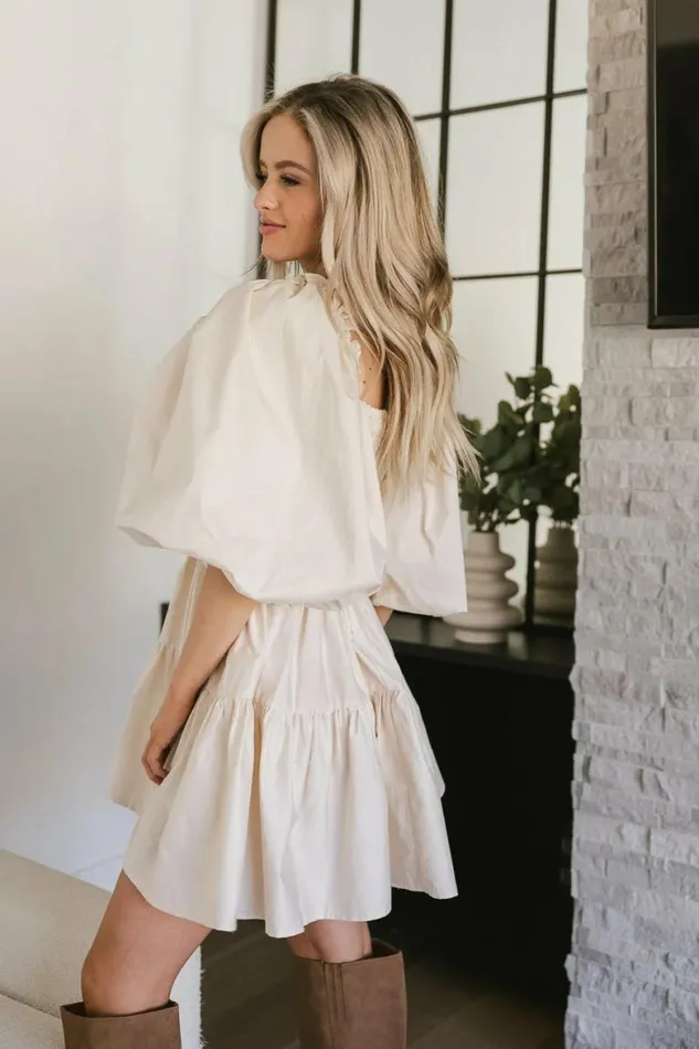 Litzy Mini Dress In Beige Beige Women Bohme Dresses