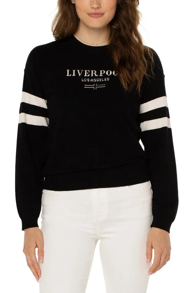Liverpool Los Angeles LIVERPOOL LOGO SWEATER Black White Women SWEATERS