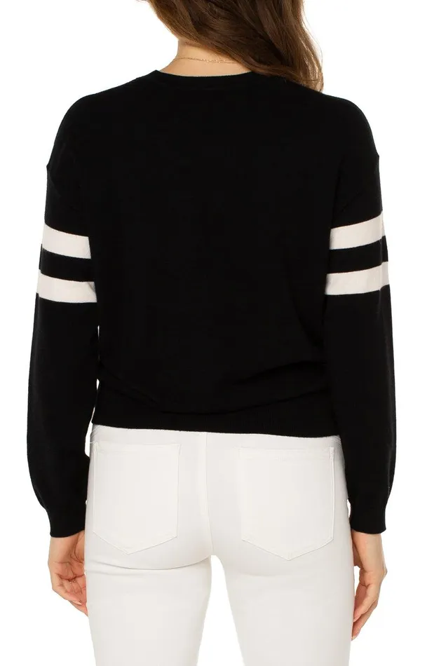 Liverpool Los Angeles LIVERPOOL LOGO SWEATER Black White Women SWEATERS