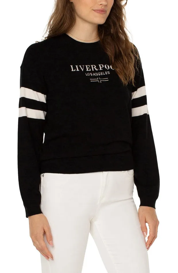Liverpool Los Angeles LIVERPOOL LOGO SWEATER Black White Women SWEATERS