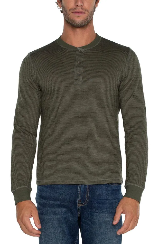 Liverpool Los Angeles LONG SLEEVE HENLEY Olive Men HENLEYS