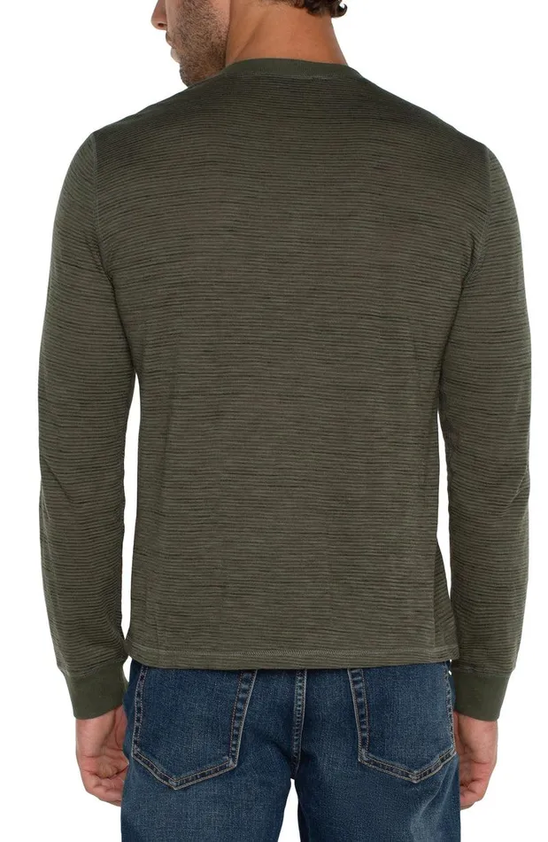 Liverpool Los Angeles LONG SLEEVE HENLEY Olive Men HENLEYS