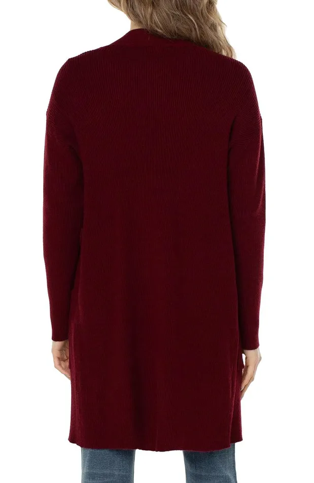 Liverpool Los Angeles OPEN FRONT CARDIGAN SWEATER Deep Red Velvet Women SWEATERS