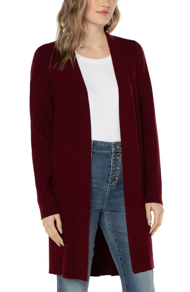 Liverpool Los Angeles OPEN FRONT CARDIGAN SWEATER Deep Red Velvet Women SWEATERS