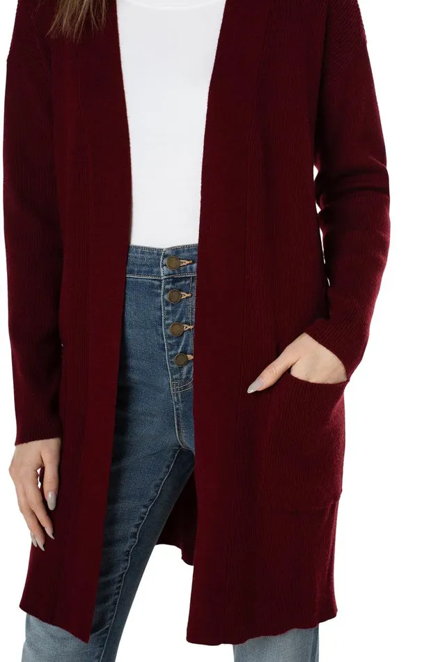 Liverpool Los Angeles OPEN FRONT CARDIGAN SWEATER Deep Red Velvet Women SWEATERS