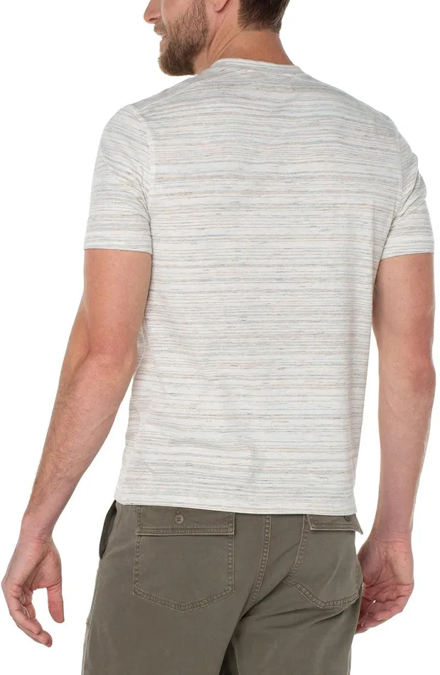 Liverpool Los Angeles SHORT SLEEVE HENLEY Cream Multi Men HENLEYS
