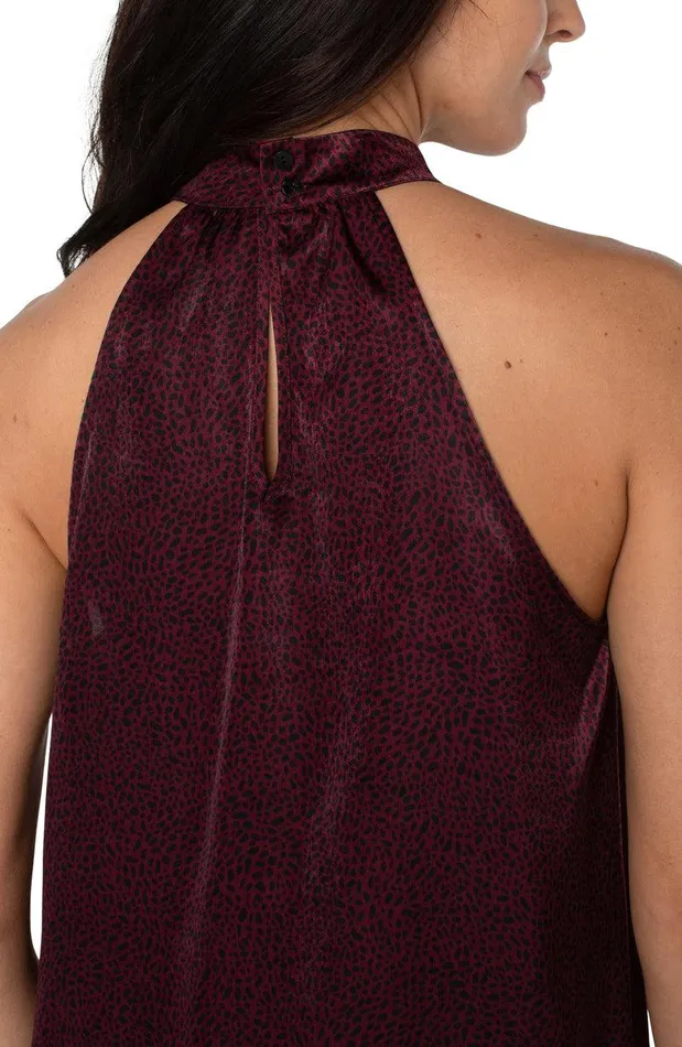 Liverpool Los Angeles SLEEVELESS MOCK NECK TANK Mini Leopard Print Women WOVEN TOPS