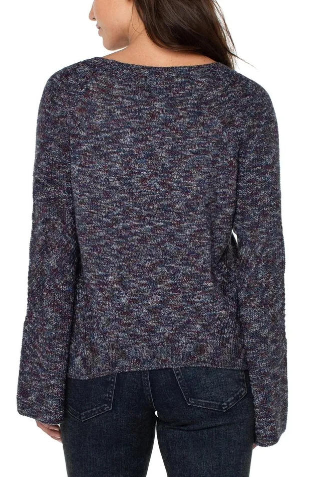 Liverpool Los Angeles SWEATER WITH CABLE STITCH SLEEVE Starry Night Maril Women SWEATERS
