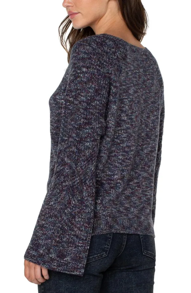 Liverpool Los Angeles SWEATER WITH CABLE STITCH SLEEVE Starry Night Maril Women SWEATERS