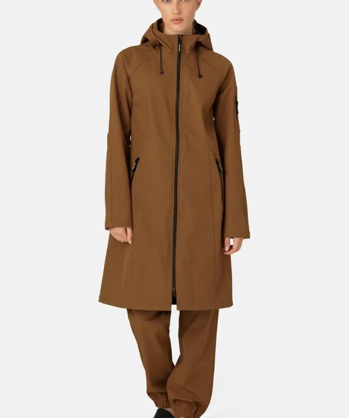 Long Soft Shell Raincoat 8211 Walnut Rainwear Ilse Jacobsen Raincoats