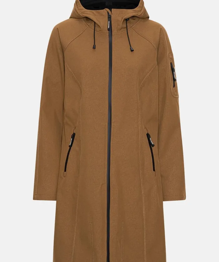 Long Soft Shell Raincoat 8211 Walnut Rainwear Ilse Jacobsen Raincoats
