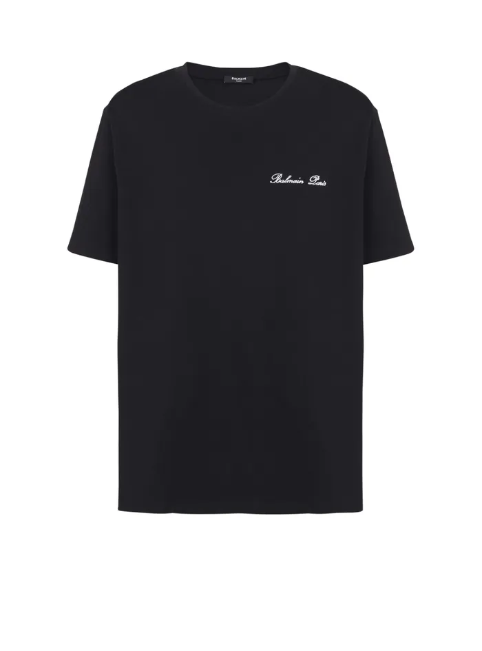 Loose Tshirt With Signature Embroidery Black Men Balmain TShirts