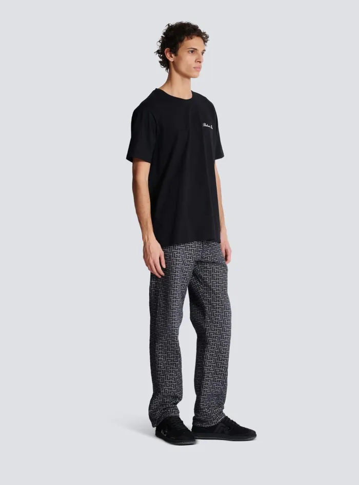 Loose Tshirt With Signature Embroidery Black Men Balmain TShirts