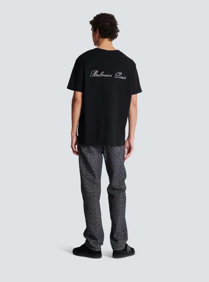 Loose Tshirt With Signature Embroidery Black Men Balmain TShirts