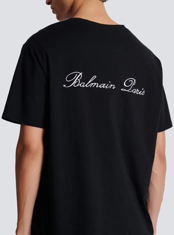 Loose Tshirt With Signature Embroidery Black Men Balmain TShirts