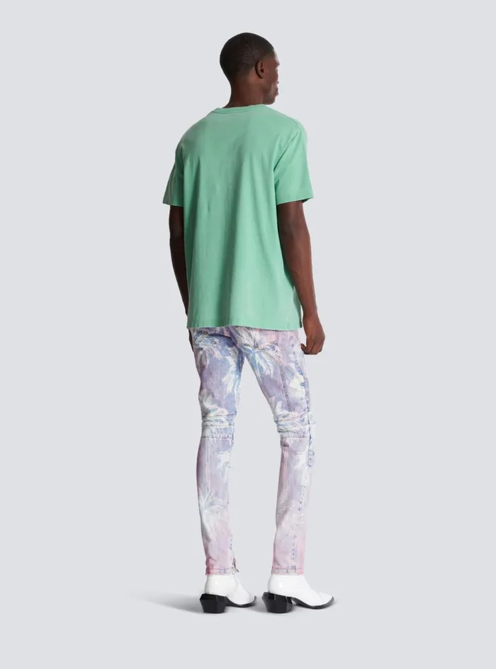 Loose Tshirt With Vintage Embroidery Green Men Balmain TShirts