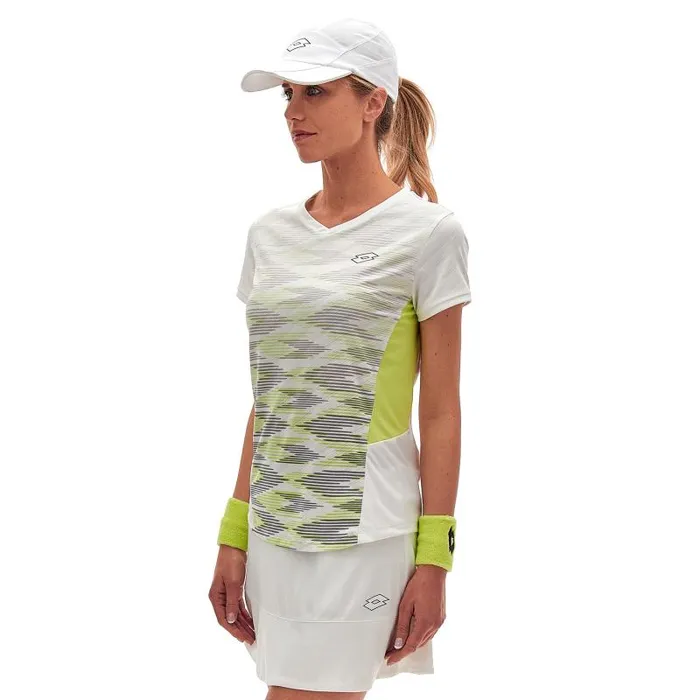 Lotto Sport TShirt WomanMan TECH W I 8211 D4 TEE Bright Whitesharp Green