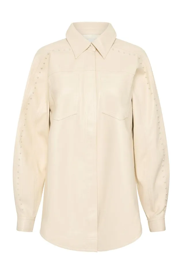Lumen Pearl Shirt Sandstone Beige Women Aje Tops