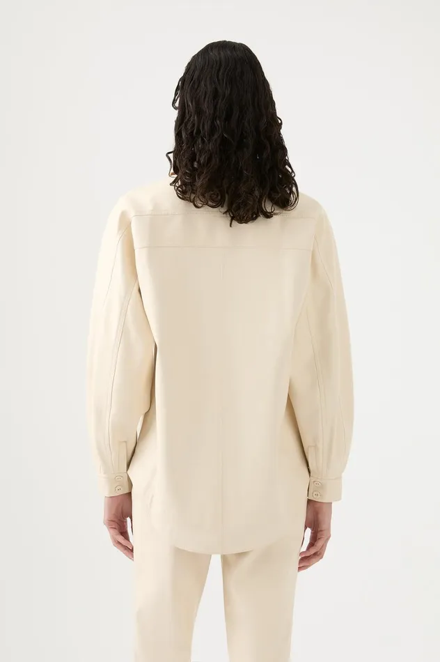 Lumen Pearl Shirt Sandstone Beige Women Aje Tops