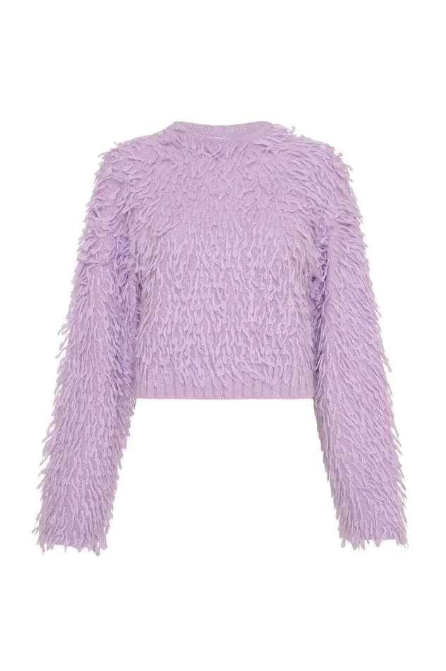 Luna Funnel Neck Knit Lilac Women Aje Knitwear 038 Jumpers