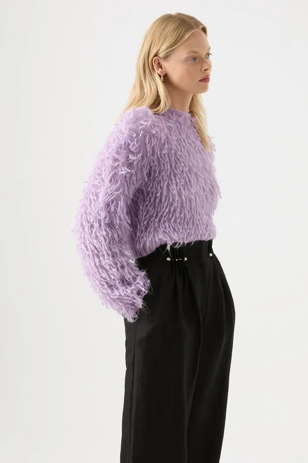 Luna Funnel Neck Knit Lilac Women Aje Knitwear 038 Jumpers