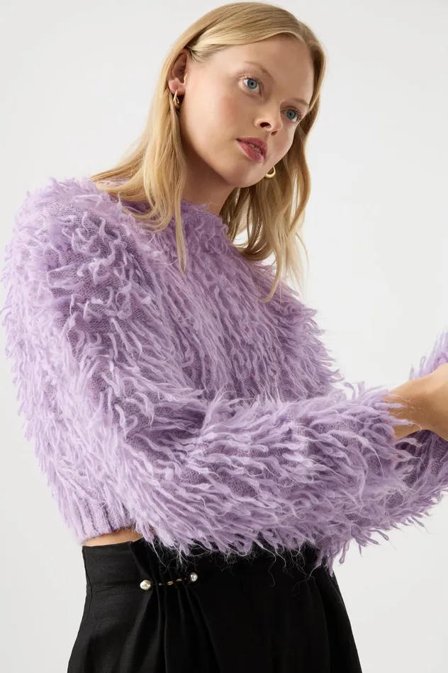 Luna Funnel Neck Knit Lilac Women Aje Knitwear 038 Jumpers